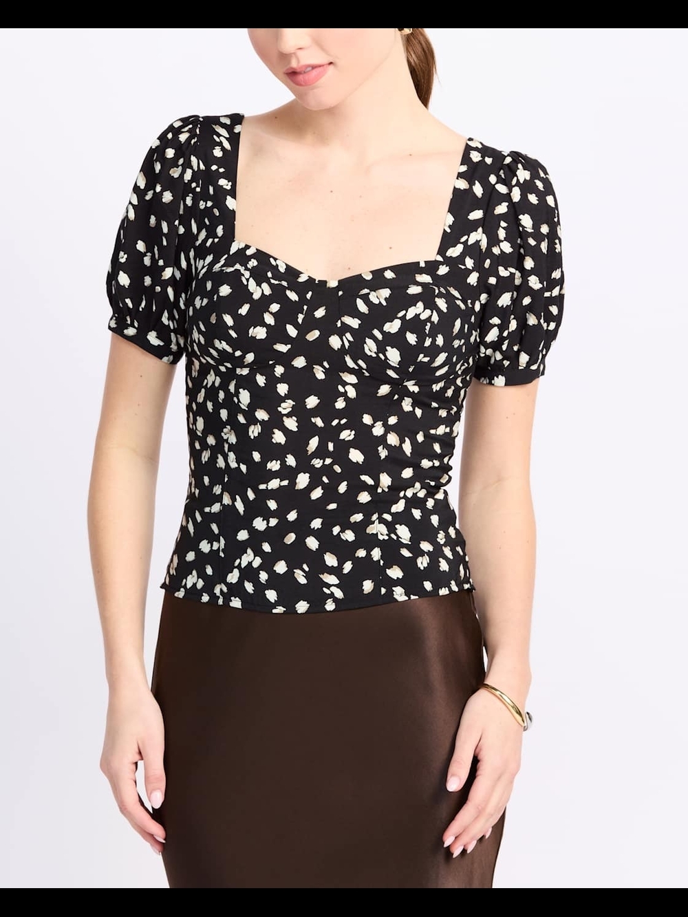 Montgomery Post - Olivia Puff Sleeve Airette Blouse - Black - Size L